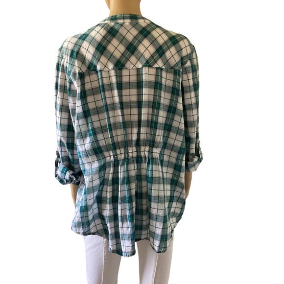 Torrid Teal Plaid Camp Shirt size 2 teal - Picture 3 of 6